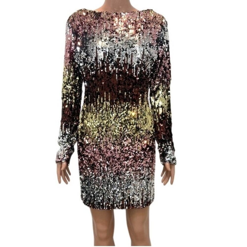 Xtaren large ombre sequin low back stretch mini dress D1 2890